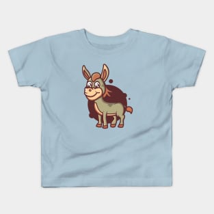 cute smiling donkey standing design Kids T-Shirt